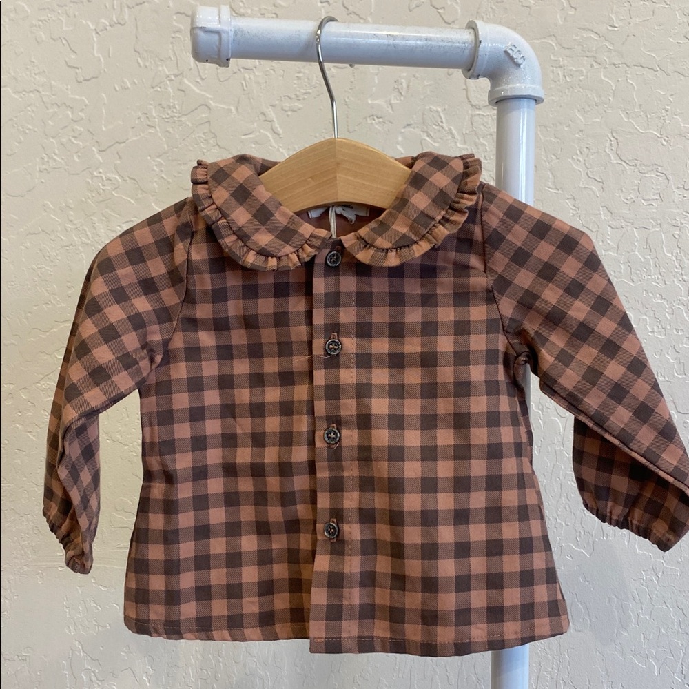 Petit Indi Pink Checkered Baby Blouse